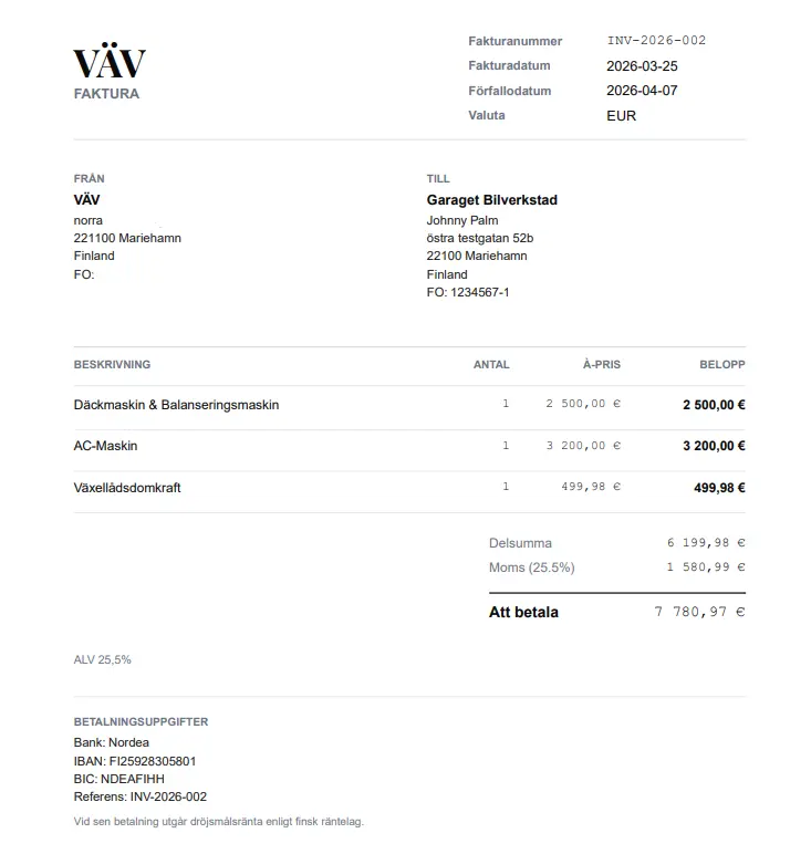 Factura färdig faktura