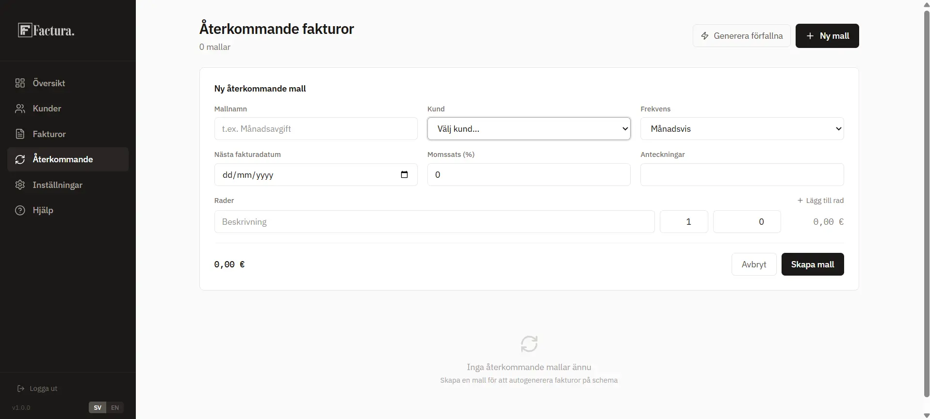 Factura återkommande fakturor