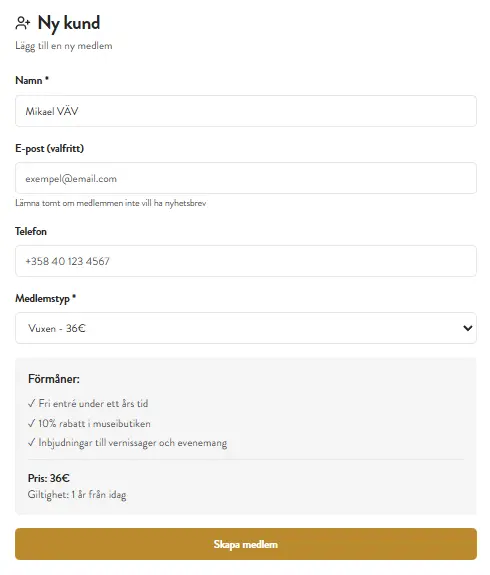 Formulär för ny medlem