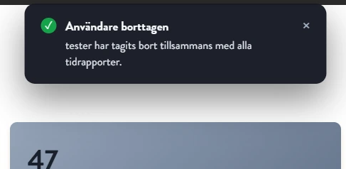 Visuell feedback efter borttagning