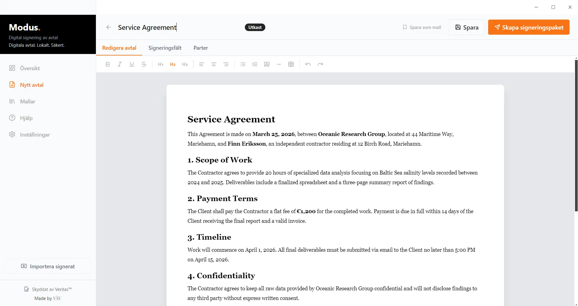 Modus huvudgränssnitt
