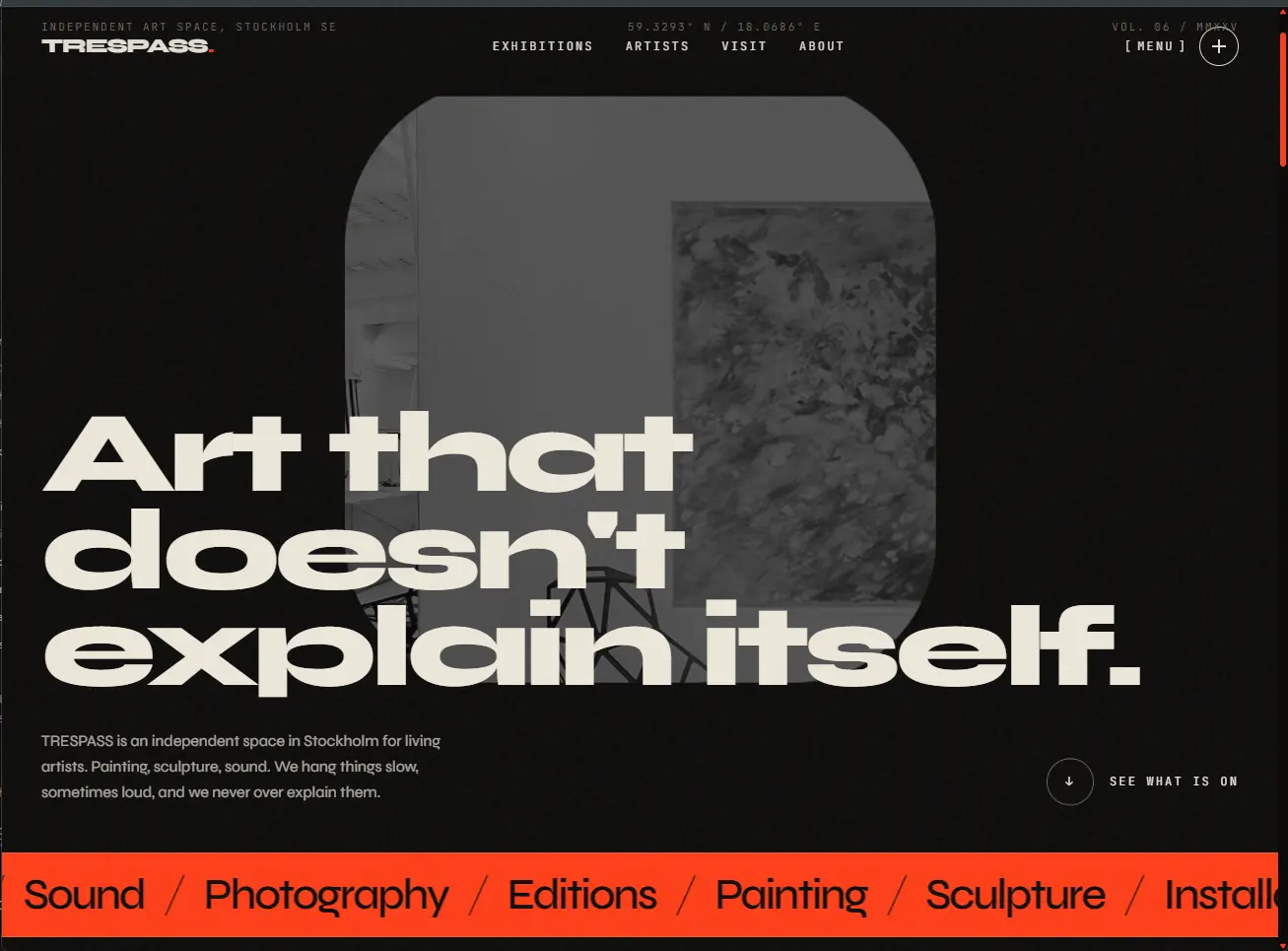 TRESPASS konststudio webbplats